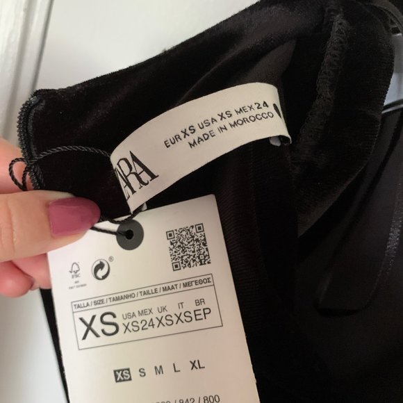 ZARA VELVET SHOULDER PAD TOP CROP TOP XS - Picture 7 of 10